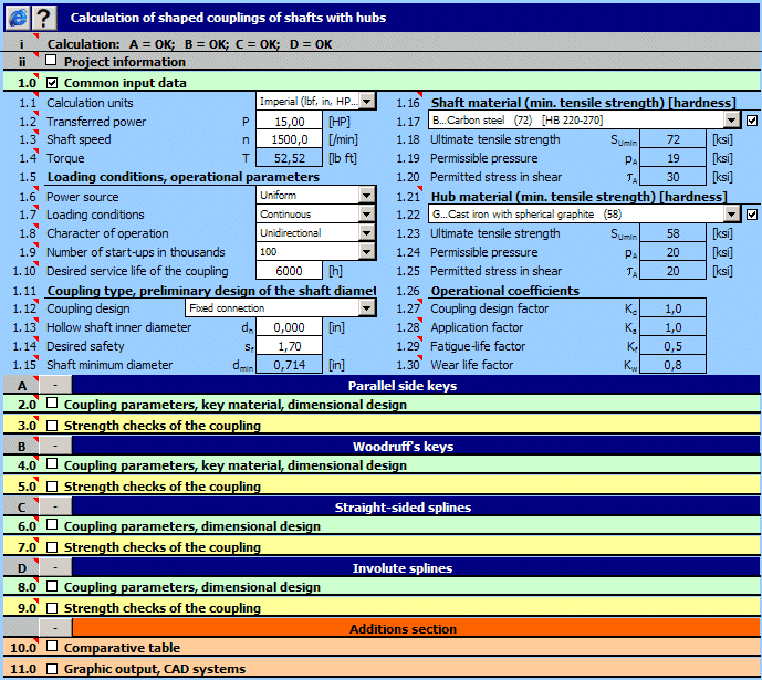 MITCalc - Shaft connection Screenshot